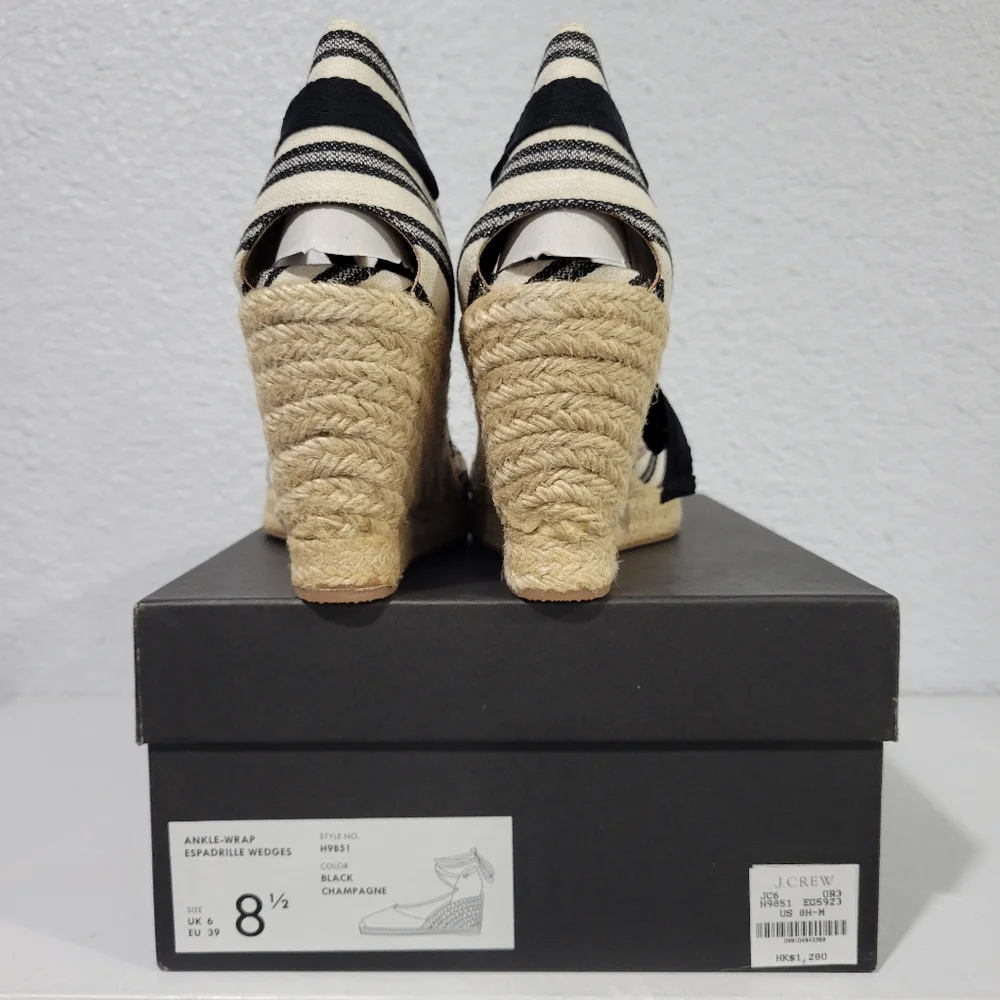 J Crew Espadrille wedges (83mm) with ankle wrap in stripe Size 8.5